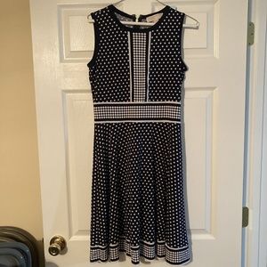 Michael Kors Size S Sleeveless Jersey Knit dress blue white polka dot RN111818